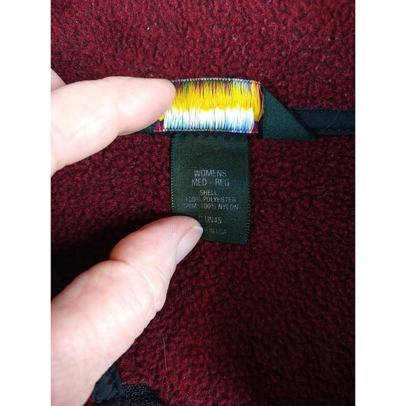 L.L. Bean Women's Grided Fleece Jacket Size Medium Polartec Full Zip Pockets Red - Picture 8 of 9